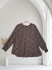 LOFT Plus Paisley Long Sleeve Top Size 18 Ruffle Tie V Neck In Back Fall Chic picture