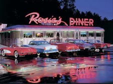 Rosies Diner, Visions Of Roadside America, Rare Authentic 1994 Lighted Art Print picture