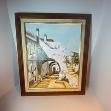 Bernard Dufour Original Oil Artwork Mediterranean Scene Framed Wall Art 22 x 19 picture