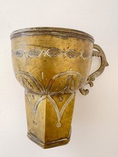 Antique 19th C Spanish Colonial Andean Brass Cup Peru Bolivia picture