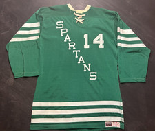 VTG 1965-66 Michigan State Spartans Game Worn Hockey Jersey NCAA Champions #14 picture