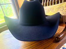 Stetson 6x Authentic XXXXXX Black Western Felt Hat Silver Buckle Band Size 7 1/2 picture