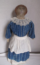 Antique 19th c. Folk Art Rag Doll 20” tall Painted Face Calico Dress c.1880's picture