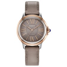 Citizen Women's Ceci Classic Eco-Drive Taupe Leather Watch 32 MM EM1166-01Z picture