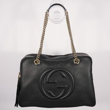 * Gucci Black Pebbled Leather GG Soho Double Chain Shoulder Bag 353126 picture