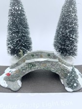 Lemax Christmas Village Ye Olde Bridge #03328 Stone Look with Bird Snow & Tree picture