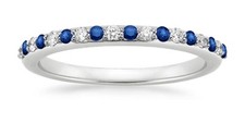 0.30 Ct Natural Sapphire Diamond Wedding Bridal Ring 14K Solid White Gold Size 8 picture