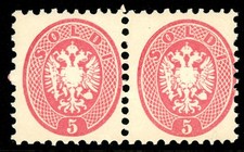 Austria 1864 First Issues 5 Soldi Rose Perf 9½ Pair Scott #22 Mint I786 picture