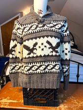 Vintage American Eagle Fireside Cowichan Sweater Eagle Thunderbird Gray L Large picture