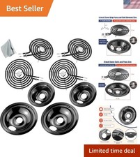 Complete 9-Piece G.E Hotpoint Stove Drip Pans & Burner Elements Replacement Kit picture