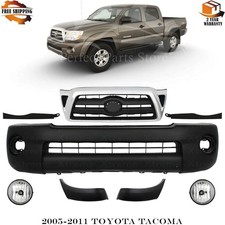 Front Bumper Cover Primed Plastic & Fog Lights Kit For 2005-2011 Toyota Tacoma picture