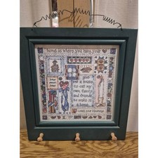 RBW Vintage Country Folk Art Wall Plaque Home Decor Green Wood Frame with Pegs picture