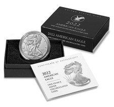 2022 W American Eagle 1 Ounce Silver Uncirculated Coin, US Mint 22EG COA (Box F) picture