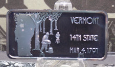 *HAMILTON MINT* 1oz .999 Silver Bullion *VERMONT* 14th State Art Bar ECC&C, Inc. picture