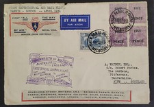 AUSTRALIA. GV RARE 1930 4x Five Pence on 4 1/2d on Experimental Flight cover. picture
