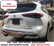 FOR :2008-2025 TOYOTA HIGHLANDER.STAINLESS STEEL UNIQUE FULLY REAR BUMPER GUARD picture