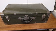 Vintage Metal Travel Trunk Footlocker Suitcase  picture