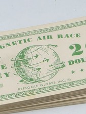 Vintage 1952 Replogle Magnetic Air Race Play Globe Money $20 Bills Lot picture
