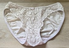 Vintage 1998 Victoria's Secret Taupe Lace Front Satin Back Bikini Panties S picture