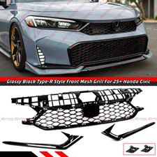For 25-26 Honda Civic Type-R Style Gloss Black Front Upper Honeycomb Mesh Grille picture