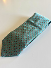 Brooks Brothers Makers Silk Tie Mens Teal Blue Geometric Medallion Pattern picture