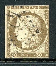 France 1870 Bordeaux  30¢ Brown Scott #46 VFU D604 picture