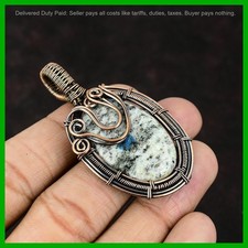 Oval Natural K2 Jasper Anniversary Wire Wrapped Mother Pendant Jewelry Copper picture