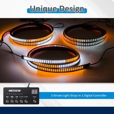 3pcs 60/70'' Emergency Tailgate & Running Board Strobe Lights Strip Amber White picture