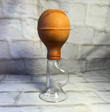 Antique Manual Glass Breast Pump with Rubber Bulb – Vintage Medical Collectible picture