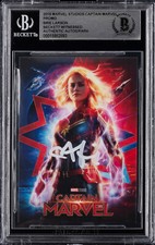 2019 Marvel Studios Captain Marvel Brie Larson Signed Promo Card Beckett BAS picture