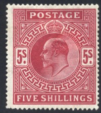 GB 1902 5/- bright carmine DLR M51(1) Mint Cat £450 picture