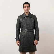 Handmade The Grand Budapest Hotel Hitman J.G. Jopling Black Leather Coat picture