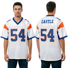Men's Blue Mountain State Football Jerseys #54 Castle Stitched V Neck Tee Shirts picture