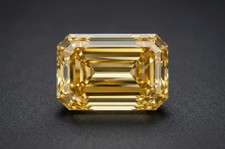 AAA 4 Ct Emerald Cut Yellow Lab Grown Moss Diamond VVS1 Loose Stone Certified picture