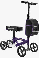 BlessReach Steerable 4-Wheel Knee Walker w/ Handbrakes 300 lb Purple/Black picture