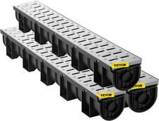 Trench Drain System 3 Pack, Channel Drain with Metal Grate 5.9 X 5.1 in HDPE Dra picture