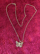 Brilliance Fine Jewelry 10KT  Yellow Gold Filigree Butterfly  Necklace 16-18