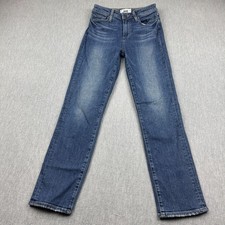 Paige Jeans Womens 24x27 Blue Jacqueline Straight Leg Denim Classic Mid Rise Zip picture