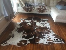 Premium quality rodeo cowhide rug Classic Tricolor large size Approx 5x7-6x7 ft picture