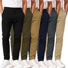 3-Pack Men's Stretch Slim Fit Chino Pants Casual Work Everyday Comfort (30 - 42) picture
