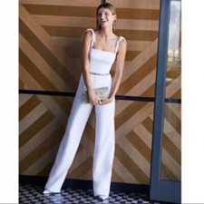 New Theia Trinity White Formal Wedding Jumpsuit Size 2 picture