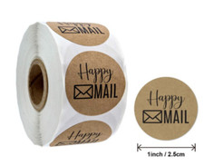 40 HAPPY MAIL KRAFT STICKERS ENVELOPE SEALS LABELS STICKERS 1