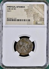 Ancient Apameia Phrygia Coin 88BC-40BC Athena and Eagle Very Rare NGC Certified picture
