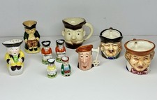 Lot Of 10 Vintage Miniature Toby Mugs Handmade in England & Japan Rare Mixed Lot picture