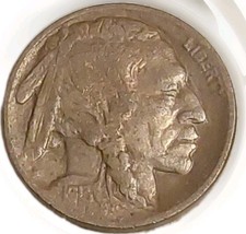  1913-P Type One Buffalo Nickel Five Cent US Coin Very Fine Full Horn Free Post  picture
