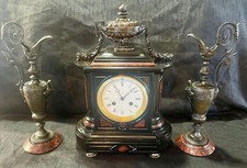 Antique french clock garniture marble picture