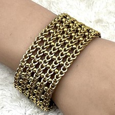 Vintage Grosse Germany Bracelet 1968 Gold Tone Mesh Chunky Wide Fits 7