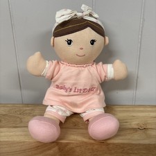 Linzy Luna Plush Baby Doll Brown Hair Baby's First Doll Star Headband Pants 10