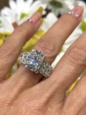 4.30 Ct Cushion Cut Lab-Created Diamond Wedding Engagement 925 Silver Gift Ring picture