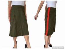 Women's Joseph Green Page Felt Skirt  Wool Cashmere A Line Stripe 40/8 NWT $435 picture